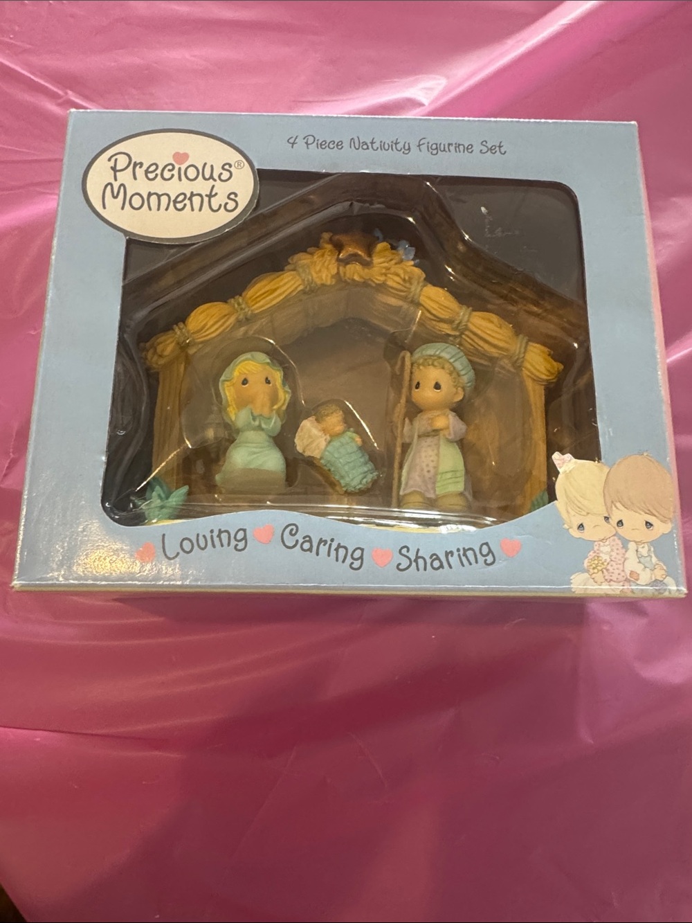 Precious Moments Blue Nativity Figurine Set - Loving Caring Sharing